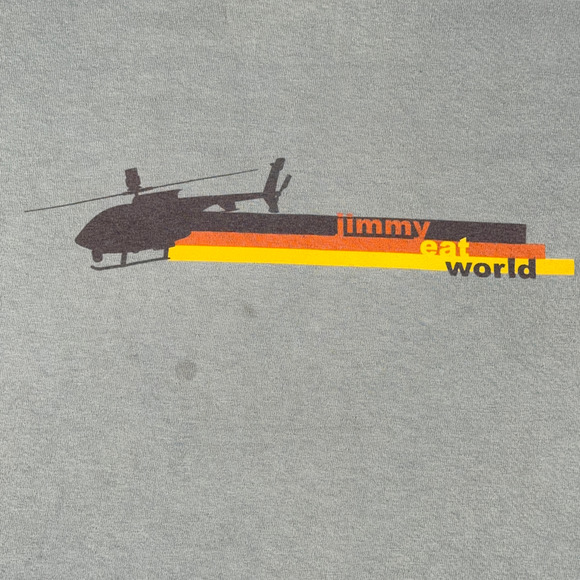 Vintage Jimmy Eat World Shirt Adult MEDIUM Gray Final Drop 2002 Helicopter Y2K - Picture 2 of 6